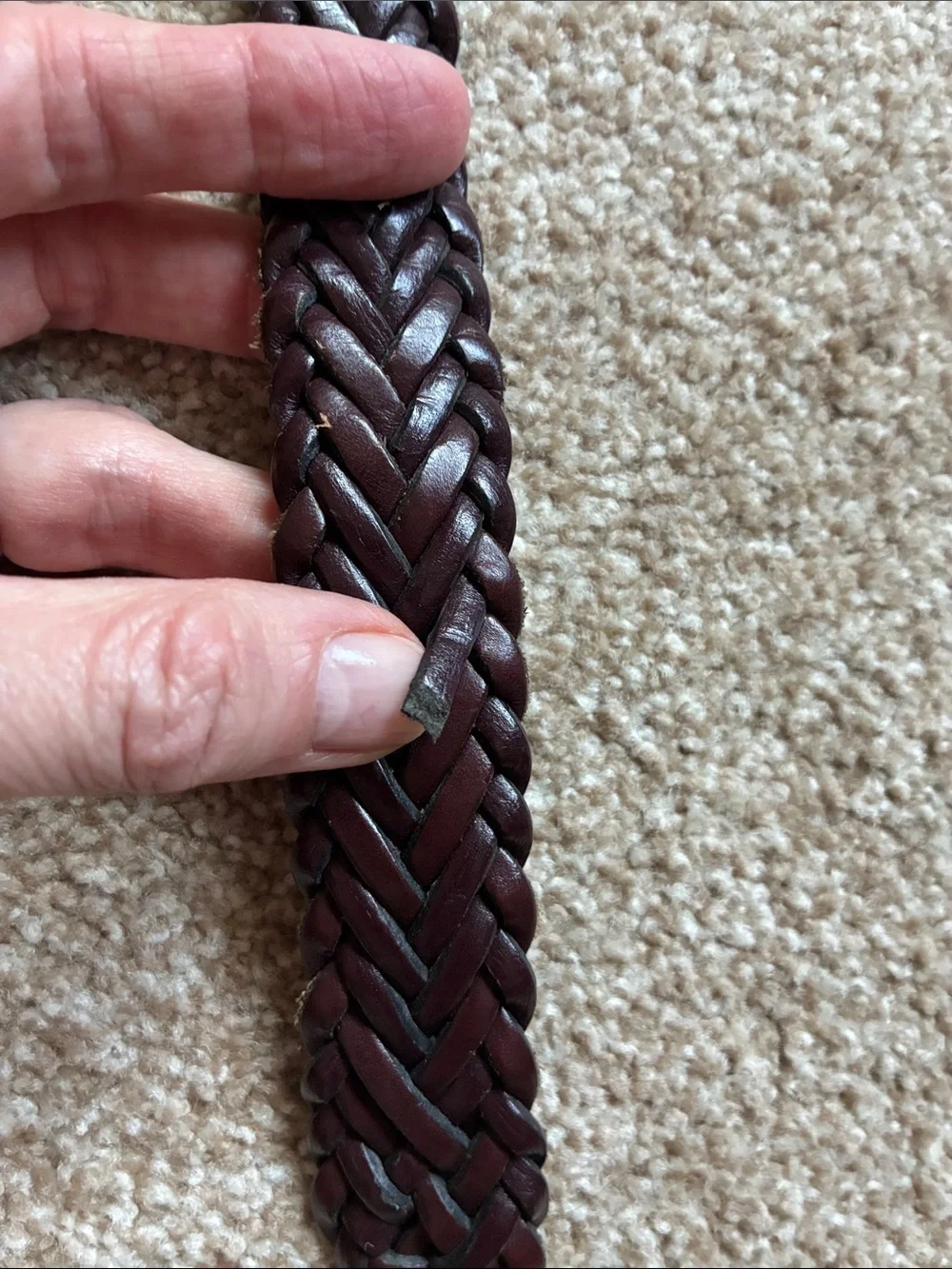 Tommy Hilfiger Braided Brown Leather Belt with Brass Buckle